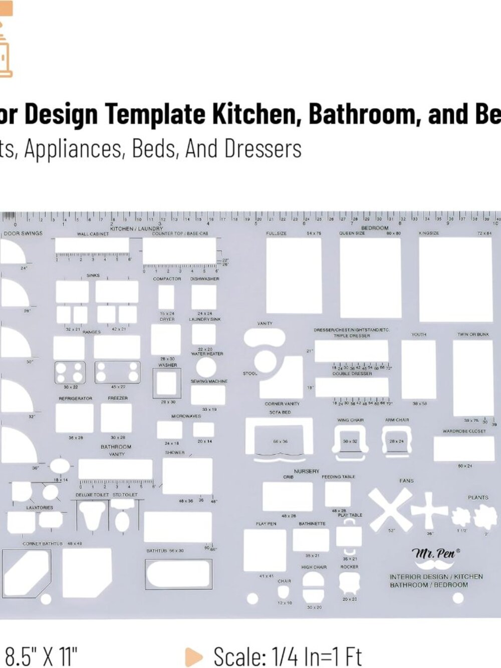 House Plan, 3 pcs, Interior Design and Furniture Templates, Clear Flexible Plast - Picture 4 of 6